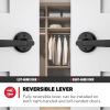 imageKwikset Perth Entry Door Handle with Lock and Key Secure Keyed Reversible Lever Exterior for Front Entrance and Bedrooms Satin Nickel Pick Resistant Smartkey Rekey Security and MicrobanMatte Black