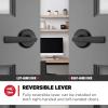 imageKwikset Perth Entry Door Handle with Lock and Key Secure Keyed Reversible Lever Exterior for Front Entrance and Bedrooms Satin Nickel Pick Resistant Smartkey Rekey Security and MicrobanMatte Black