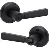 imageKwikset Perth Entry Door Handle with Lock and Key Secure Keyed Reversible Lever Exterior for Front Entrance and Bedrooms Satin Nickel Pick Resistant Smartkey Rekey Security and MicrobanMatte Black