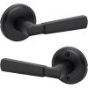 imageKwikset Perth Entry Door Handle with Lock and Key Secure Keyed Reversible Lever Exterior for Front Entrance and Bedrooms Satin Nickel Pick Resistant Smartkey Rekey Security and MicrobanMatte Black