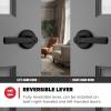 imageKwikset Perth Entry Door Handle with Lock and Key Secure Keyed Reversible Lever Exterior for Front Entrance and Bedrooms Satin Nickel Pick Resistant Smartkey Rekey Security and MicrobanMatte Black