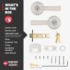 imageKwikset Perth Entry Door Handle with Lock and Key Secure Keyed Reversible Lever Exterior for Front Entrance and Bedrooms Satin Nickel Pick Resistant Smartkey Rekey Security and MicrobanSatin Nickel