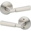 imageKwikset Perth Entry Door Handle with Lock and Key Secure Keyed Reversible Lever Exterior for Front Entrance and Bedrooms Satin Nickel Pick Resistant Smartkey Rekey Security and MicrobanSatin Nickel