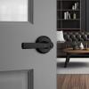 imageKwikset Perth Entry Door Handle with Lock and Key Secure Keyed Reversible Lever Exterior for Front Entrance and Bedrooms Satin Nickel Pick Resistant Smartkey Rekey Security and MicrobanMatte Black