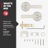 imageKwikset Perth Entry Door Handle with Lock and Key Secure Keyed Reversible Lever Exterior for Front Entrance and Bedrooms Satin Nickel Pick Resistant Smartkey Rekey Security and MicrobanSatin Nickel