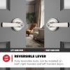 imageKwikset Perth Entry Door Handle with Lock and Key Secure Keyed Reversible Lever Exterior for Front Entrance and Bedrooms Satin Nickel Pick Resistant Smartkey Rekey Security and MicrobanSatin Nickel