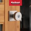 imageKwikset Pismo Entry Door Knob with Lock and Key Secure Keyed Handle Exterior Front Entrance and Bedroom Matte Black Pick Resistant SmartKey Rekey Security and MicrobanSatin Nickel