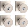 imageKwikset Pismo Entry Door Knob with Lock and Key Secure Keyed Handle Exterior Front Entrance and Bedroom Matte Black Pick Resistant SmartKey Rekey Security and MicrobanSatin Nickel