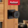 imageKwikset Pismo Entry Door Knob with Lock and Key Secure Keyed Handle Exterior Front Entrance and Bedroom Matte Black Pick Resistant SmartKey Rekey Security and MicrobanMatte Black