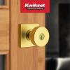 imageKwikset Pismo Entry Door Knob with Lock and Key Secure Keyed Handle Exterior Front Entrance and Bedroom Matte Black Pick Resistant SmartKey Rekey Security and MicrobanSatin Brass