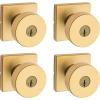 imageKwikset Pismo Entry Door Knob with Lock and Key Secure Keyed Handle Exterior Front Entrance and Bedroom Matte Black Pick Resistant SmartKey Rekey Security and MicrobanSatin Brass