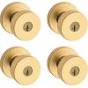 imageKwikset Pismo Interior Passage Door Knob Handle For Closet and Hallway Doors NonLocking Doorknob in Satin Nickel with Microban ProtectionSatin Brass
