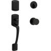 imageKwikset Prague Front Door Lock Handle and Deadbolt Set Entry Handleset Exterior with Interior Door Knob Satin Nickel Pick Resistant SmartKey Rekey Deadbolt Security with Microban ProtectionMatte Black