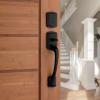 imageKwikset Prague Front Door Lock Handle and Deadbolt Set Entry Handleset Exterior with Interior Door Knob Satin Nickel Pick Resistant SmartKey Rekey Deadbolt Security with Microban ProtectionMatte Black