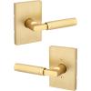 imageKwikset Prava Entry Door Knurled Handle with Lock and Key Secure Keyed Reversible Lever Exterior for Front Entrance and Bedrooms Satin Brass Pick Resistant Smartkey Rekey Security and MicrobanSatin Brass