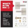 imageKwikset Prava Entry Door Knurled Handle with Lock and Key Secure Keyed Reversible Lever Exterior for Front Entrance and Bedrooms Satin Brass Pick Resistant Smartkey Rekey Security and MicrobanSatin Nickel