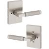 imageKwikset Prava Entry Door Knurled Handle with Lock and Key Secure Keyed Reversible Lever Exterior for Front Entrance and Bedrooms Satin Brass Pick Resistant Smartkey Rekey Security and MicrobanSatin Nickel