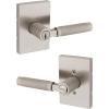 imageKwikset Prava Entry Door Knurled Handle with Lock and Key Secure Keyed Reversible Lever Exterior for Front Entrance and Bedrooms Satin Brass Pick Resistant Smartkey Rekey Security and MicrobanSatin Nickel