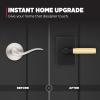 imageKwikset Prava Entry Door Knurled Handle with Lock and Key Secure Keyed Reversible Lever Exterior for Front Entrance and Bedrooms Satin Brass Pick Resistant Smartkey Rekey Security and MicrobanMatte Black  Satin Brass
