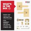 imageKwikset Prava Entry Door Knurled Handle with Lock and Key Secure Keyed Reversible Lever Exterior for Front Entrance and Bedrooms Satin Brass Pick Resistant Smartkey Rekey Security and MicrobanSatin Brass