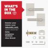 imageKwikset Prava Entry Door Knurled Handle with Lock and Key Secure Keyed Reversible Lever Exterior for Front Entrance and Bedrooms Satin Brass Pick Resistant Smartkey Rekey Security and MicrobanSatin Nickel