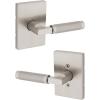 imageKwikset Prava Entry Door Knurled Handle with Lock and Key Secure Keyed Reversible Lever Exterior for Front Entrance and Bedrooms Satin Brass Pick Resistant Smartkey Rekey Security and MicrobanSatin Nickel