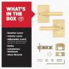 imageKwikset Prava Entry Door Knurled Handle with Lock and Key Secure Keyed Reversible Lever Exterior for Front Entrance and Bedrooms Satin Brass Pick Resistant Smartkey Rekey Security and MicrobanSatin Brass