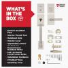 imageKwikset Prava Front Door Lock Handle and Deadbolt Set Entry Handleset Exterior with Interior Reversible Lever Matte Black Pick Resistant SmartKey Rekey Deadbolt Security with Microban ProtectionSatin Nickel