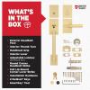 imageKwikset Prava Front Door Lock Handle and Deadbolt Set Entry Handleset Exterior with Interior Reversible Lever Matte Black Pick Resistant SmartKey Rekey Deadbolt Security with Microban ProtectionSatin Brass