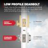 imageKwikset Prava Front Door Lock Handle and Deadbolt Set Entry Handleset Exterior with Interior Reversible Lever Satin Brass Pick Resistant SmartKey Rekey Deadbolt Security with Microban ProtectionSatin Brass