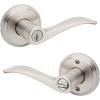imageKwikset Sedona Interior Passage Door Handle Lever for Closet and Hallway Doors Reversible NonLocking Handle Lever Matte Black with Microban ProtectionSatin Nickel
