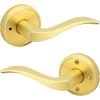 imageKwikset Sedona Interior Passage Door Handle Lever for Closet and Hallway Doors Reversible NonLocking Handle Lever Matte Black with Microban ProtectionSatin Brass