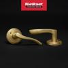 imageKwikset Sedona Interior Passage Door Handle Lever for Closet and Hallway Doors Reversible NonLocking Handle Lever Matte Black with Microban ProtectionSatin Brass