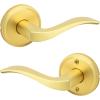 imageKwikset Sedona Interior Passage Door Handle Lever for Closet and Hallway Doors Reversible NonLocking Handle Lever Matte Black with Microban ProtectionSatin Brass