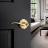 imageKwikset Sedona Interior Passage Door Handle Lever for Closet and Hallway Doors Reversible NonLocking Handle Lever Matte Black with Microban ProtectionSatin Brass