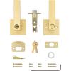 imageKwikset Singapore Interior Privacy Door Handle with Lock Door Lever for Bathroom and Bedroom Satin Brass Reversible Keyless Push Button Lock Door Lever with Microban ProtectionSatin Brass