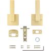 imageKwikset Singapore Interior Privacy Door Handle with Lock Door Lever for Bathroom and Bedroom Satin Brass Reversible Keyless Push Button Lock Door Lever with Microban ProtectionSatin Brass