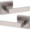 imageKwikset Singapore Interior Privacy Door Handle with Lock Door Lever for Bathroom and Bedroom Satin Brass Reversible Keyless Push Button Lock Door Lever with Microban ProtectionSatin Nickel