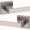 imageKwikset Singapore Interior Privacy Door Handle with Lock Door Lever for Bathroom and Bedroom Satin Brass Reversible Keyless Push Button Lock Door Lever with Microban ProtectionSatin Nickel