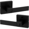 imageKwikset Singapore Interior Privacy Door Handle with Lock Door Lever for Bathroom and Bedroom Satin Brass Reversible Keyless Push Button Lock Door Lever with Microban ProtectionMatte Black