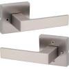 imageKwikset Singapore Interior Privacy Door Handle with Lock Door Lever for Bathroom and Bedroom Satin Brass Reversible Keyless Push Button Lock Door Lever with Microban ProtectionSatin Nickel