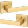 imageKwikset Singapore Interior Privacy Door Handle with Lock Door Lever for Bathroom and Bedroom Satin Brass Reversible Keyless Push Button Lock Door Lever with Microban ProtectionSatin Brass
