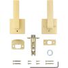 imageKwikset Singapore Interior Privacy Door Handle with Lock Door Lever for Bathroom and Bedroom Satin Brass Reversible Keyless Push Button Lock Door Lever with Microban ProtectionSatin Brass