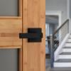 imageKwikset Singapore Interior Privacy Door Handle with Lock Door Lever for Bathroom and Bedroom Satin Brass Reversible Keyless Push Button Lock Door Lever with Microban ProtectionMatte Black