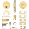 imageKwikset Uptown Deadbolt Lock Satin Brass Round Exterior Keyed Front Entry Door Pick Resistant SmartKey Rekey Security Single Cylinder Dead Bolt with Microban ProtectionSatin Brass