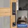 imageKwikset Vancouver Front Door Lock Handle and Deadbolt Set Entry Handleset Exterior with Interior Reversible Lever Satin Nickel Pick Resistant SmartKey Rekey Deadbolt SecurityMatte Black