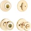 imageKwikset 690 Tylo Entry Knob and Single Cylinder Deadbolt Combo Pack featuring SmartKey in Polished Brass Key Lock