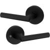 imageKwikset 91540030 Milan Door Handle Lever with Modern Contemporary Slim Round Design for Home Hallway or Closet Passage in Iron Black