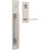 imageKwikset Caerus Front Door Lock Handle and Deadbolt Set Entry Handleset Exterior with Interior Lever Satin Nickel SmartKey ReKey Security with KwikSlide Door Handle Backplate Full Escutcheon