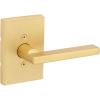 imageKwikset Halifax Interior Privacy Door Handle with Lock Door Lever For Bathroom and Bedroom Matte Black Reversible Keyless Push Button Lock Door Lever with Microban ProtectionSatin Brass